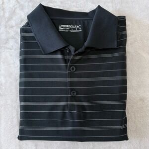 Nike Golf Dri-FIT Polo Shirt Men's‎ Large Black Striped Short Sleeve Athletic